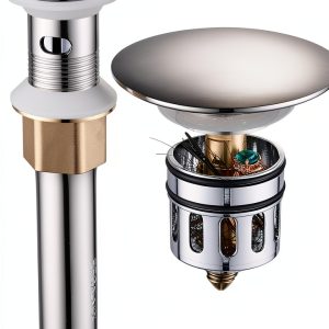 Vessel Sink Drain Pop-up Brushed Nickel Basket Stopper REGALMIX-0