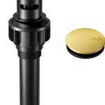 Brushed Gold Pop Up Bathroom Sink Drain with Overflow KENES Assembly-0