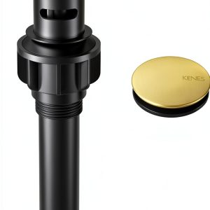 Brushed Gold Pop Up Bathroom Sink Drain with Overflow KENES Assembly-0