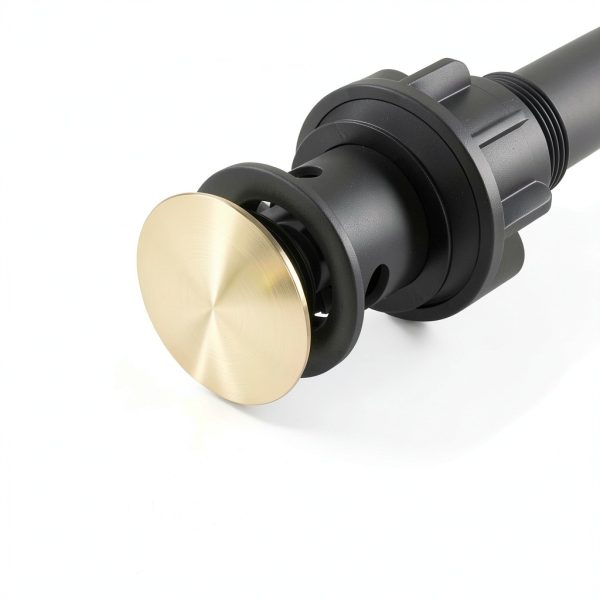 Brushed Gold Pop Up Bathroom Sink Drain with Overflow KENES Assembly-6