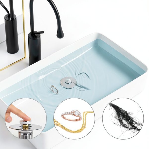 Bathroom Sink Drain Strainer Pop Up Stopper by Anlige Chrome Silver-5
