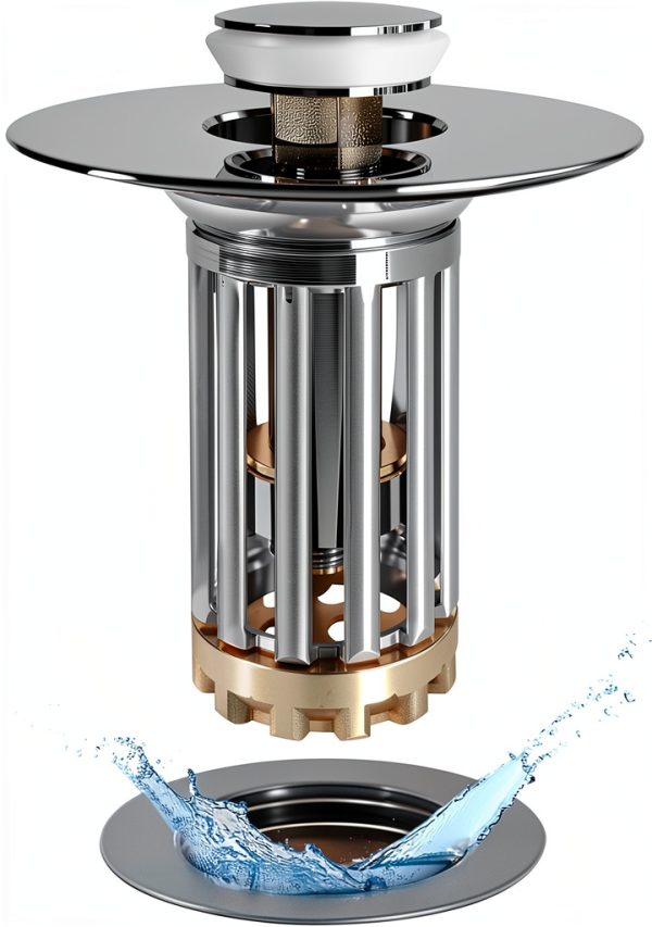 Bathroom Sink Drain Strainer Pop Up Stopper by Anlige Chrome Silver-0