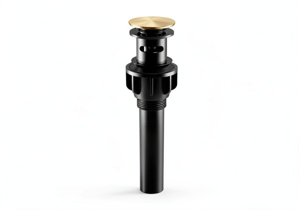 Brushed Gold Pop Up Bathroom Sink Drain with Overflow KENES Assembly-5